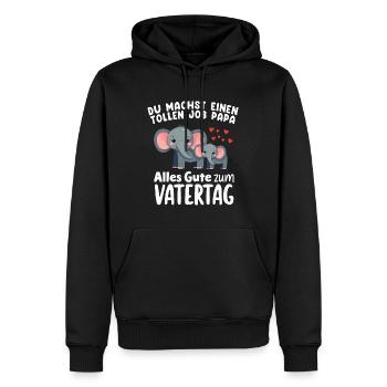 Elefanten Du Machst einen tollen Job Papa Vatertag - Männer Premium Bio Hoodie - Schwarz - Vorne - Nico (187cm)