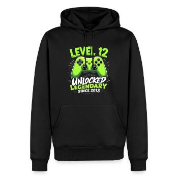 Niveau 12 Anniversaire Garçon Gamer 12e anniversaire - Sweat à capuche Premium bio Homme - noir - Devant - Nico (187cm)