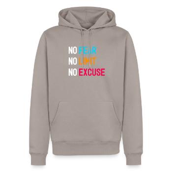 NO Limit - Männer Premium Bio Hoodie - Taupe - Vorne - Nico (187cm)