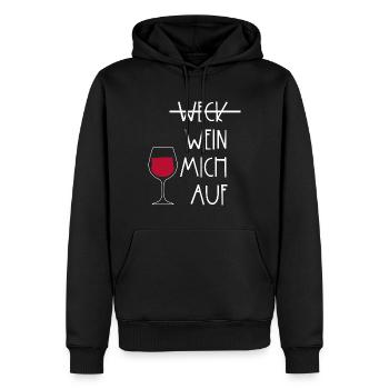 Weck Wein - Männer Premium Bio Hoodie - Schwarz - Vorne - Nico (187cm)