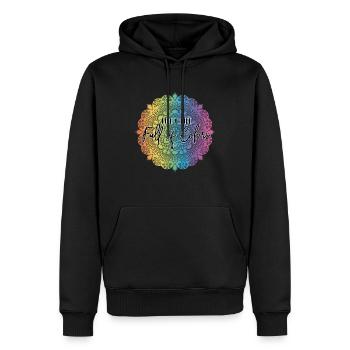 Lebe ein Leben voller Farben - Männer Premium Bio Hoodie - Schwarz - Vorne - Nico (187cm)