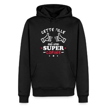 Cette fille est une super copine - Sweat à capuche Premium bio Homme - noir - Devant - Nico (187cm)