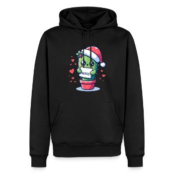 funny cactus meme for christmas wants hugs - Men’s Premium Organic Hoodie - black - Front - Nico (187cm)