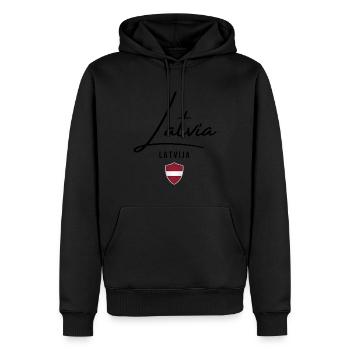 Drapeau letton, fierté lettone - Sweat à capuche Premium bio Homme - noir - Devant - Nico (187cm)
