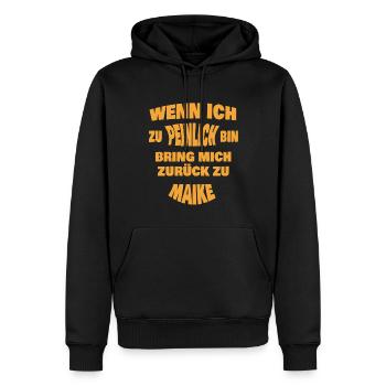 Zu peinlich zurück an Maike - Männer Premium Bio Hoodie - Schwarz - Vorne - Nico (187cm)