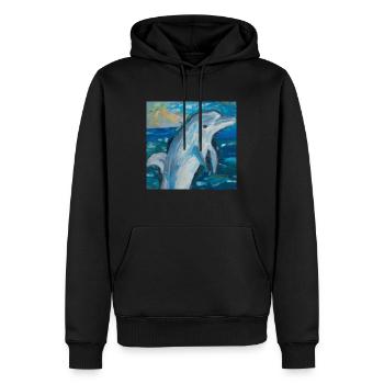 Defin - Männer Premium Bio Hoodie - Schwarz - Vorne - Nico (187cm)