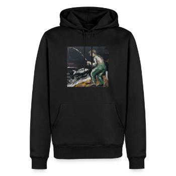 Angler - Männer Premium Bio Hoodie - Schwarz - Vorne - Nico (187cm)