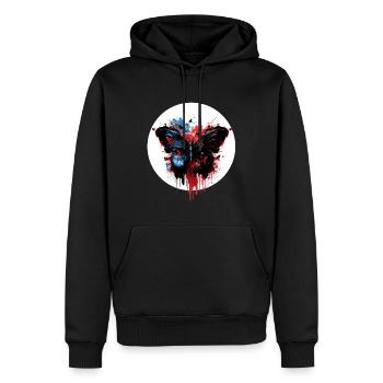 Death's Head Butterfly Graffiti Print - Men’s Premium Organic Hoodie - black - Front - Nico (187cm)