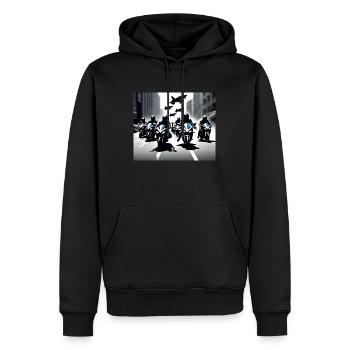 Eine Gruppe von Sportmotorradfahrern - Männer Premium Bio Hoodie - Schwarz - Vorne - Nico (187cm)