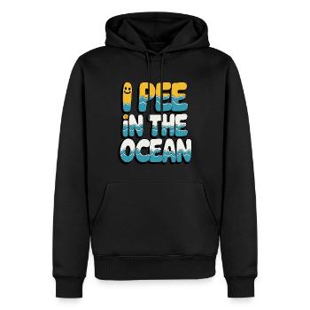 Cheeky I Pee in the Ocean Wave Typografie - Männer Premium Bio Hoodie - Schwarz - Vorne - Nico (187cm)