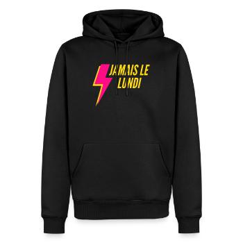vêtement homme femme humour - Sweat à capuche Premium bio Homme - noir - Devant - Nico (187cm)