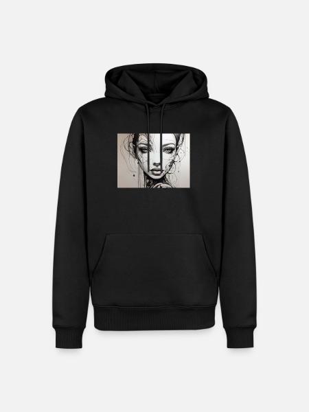 Drawing Face - Männer Premium Bio Hoodie - Schwarz