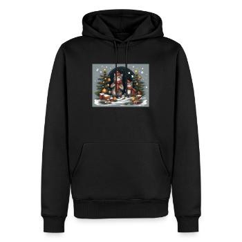 Chatons de Noël - Sweat à capuche Premium bio Homme - noir - Devant - Nico (187cm)