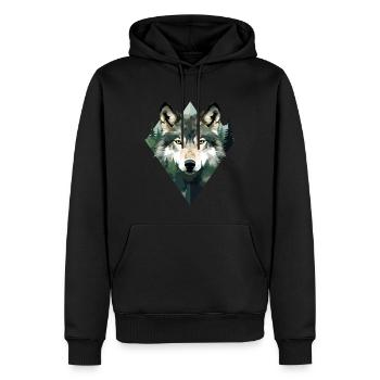 Wolf Wald Berge Wölfe Natur Tiere - Männer Premium Bio Hoodie - Schwarz - Vorne - Nico (187cm)