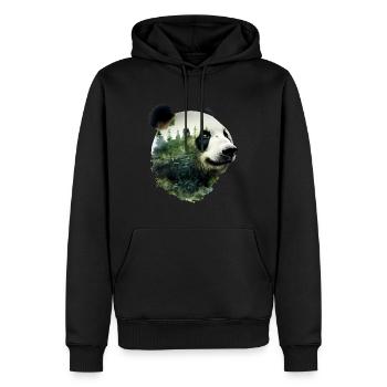 Panda - Männer Premium Bio Hoodie - Schwarz - Vorne - Nico (187cm)