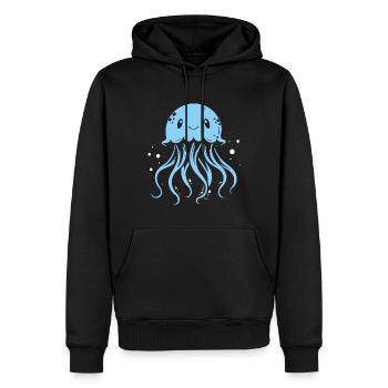 Float on, Qualle mit Tentakeln, Meeresbewohner - Männer Premium Bio Hoodie - Schwarz - Vorne - Nico (187cm)