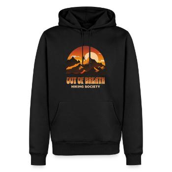 Out of Breath Hiking Society - Wanderer Humor - Männer Premium Bio Hoodie - Schwarz - Vorne - Nico (187cm)