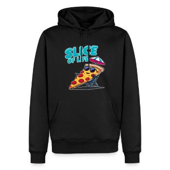 Slice of Life Pizza Relax - Männer Premium Bio Hoodie - Schwarz - Vorne - Nico (187cm)