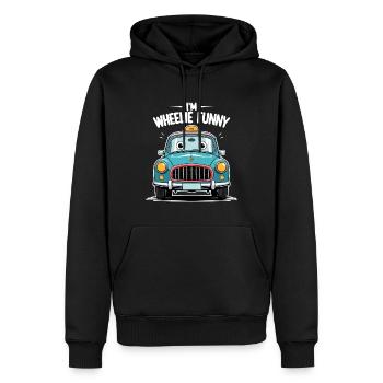 Funny retro taxi - cartoon car with character - Men’s Premium Organic Hoodie - black - Front - Nico (187cm)