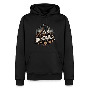 Holzfäller hacken Holz als Förster - Männer Premium Bio Hoodie - Schwarz - Vorne - Nico (187cm)