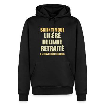 Scientifique célèbre sa retraite avec humour cadea - Sweat à capuche Premium bio Homme - noir - Devant - Nico (187cm)