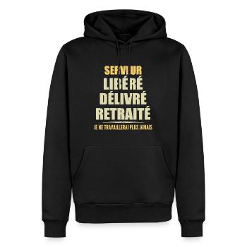 Serveur célèbre sa retraite avec humour cadeau - Sweat à capuche Premium bio Homme - noir - Devant - Nico (187cm)