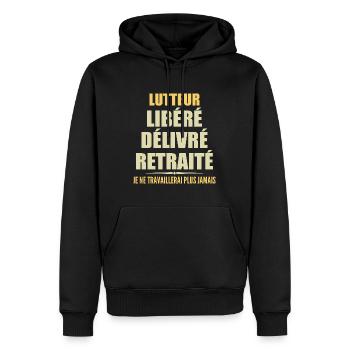Lutteur célèbre sa retraite avec humour cadeau - Sweat à capuche Premium bio Homme - noir - Devant - Nico (187cm)