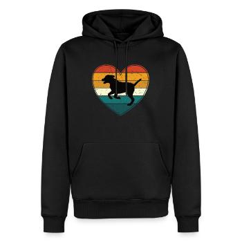 Hund retro herz - Männer Premium Bio Hoodie - Schwarz - Vorne - Nico (187cm)