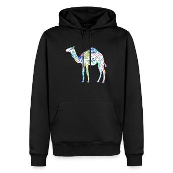 Chameau - Sweat à capuche Premium bio Homme - noir - Devant - Nico (187cm)