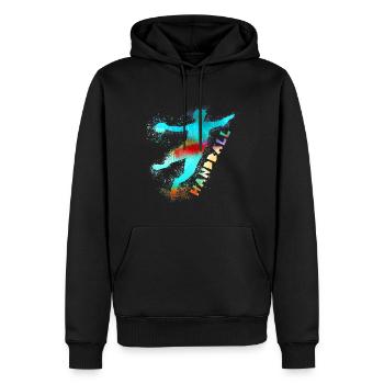 Handball, handballer, Beachhandball,Graffiti - Männer Premium Bio Hoodie - Schwarz - Vorne - Nico (187cm)