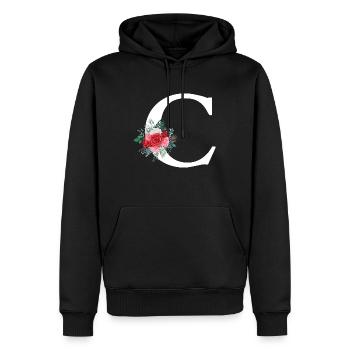 Roter Blumenbuchstabe c - Männer Premium Bio Hoodie - Schwarz - Vorne - Nico (187cm)