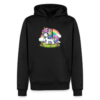 Einhorn - Männer Premium Bio Hoodie - Schwarz - Vorne - Nico (187cm)