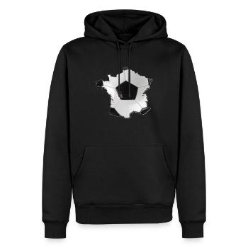 Carte de la France encadrée vrai football - Sweat à capuche Premium bio Homme - noir - Devant - Nico (187cm)