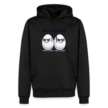 Oeufs brouillés humour - Sweat à capuche Premium bio Homme - noir - Devant - Nico (187cm)