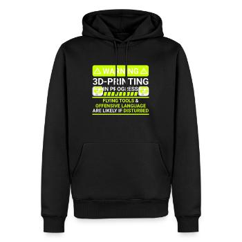 warning 3d printing in progress - Männer Premium Bio Hoodie - Schwarz - Vorne - Nico (187cm)