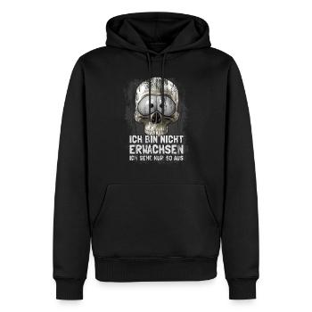ich bin nicht erwachsen - Männer Premium Bio Hoodie - Schwarz - Vorne - Nico (187cm)