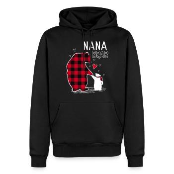 Nana Bear - Männer Premium Bio Hoodie - Schwarz - Vorne - Nico (187cm)