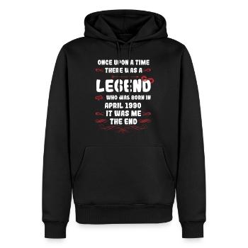 Es war einmal eine Legende. April 1990 Geburtstag - Männer Premium Bio Hoodie - Schwarz - Vorne - Nico (187cm)
