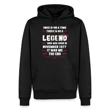 Il était une fois une légende. Novembre 1977 Naissance - Sweat à capuche Premium bio Homme - noir - Devant - Nico (187cm)