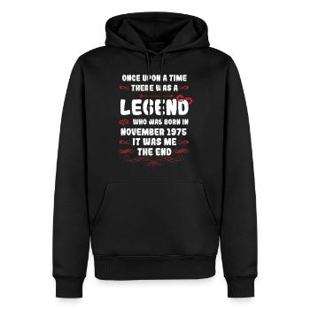 Es war einmal eine Legende. November 1975 Geburtst - Männer Premium Bio Hoodie - Schwarz - Vorne - Nico (187cm)