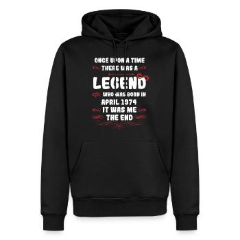 Es war einmal eine Legende. April 1974 Geburtstag - Männer Premium Bio Hoodie - Schwarz - Vorne - Nico (187cm)