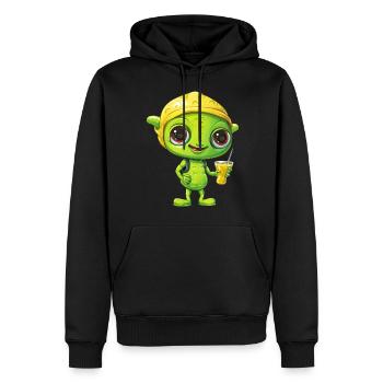 Erfrischendes Alien-Zitronengetränk: Grün & Gelb - Männer Premium Bio Hoodie - Schwarz - Vorne - Nico (187cm)
