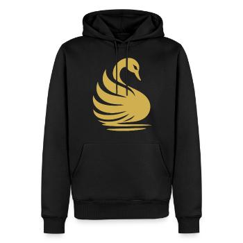 Elegante Schwan-Silhouette: Anmut auf dem Wasser - Männer Premium Bio Hoodie - Schwarz - Vorne - Nico (187cm)
