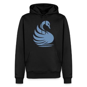 Elegante Schwan-Silhouette: Anmut auf dem Wasser - Männer Premium Bio Hoodie - Schwarz - Vorne - Nico (187cm)