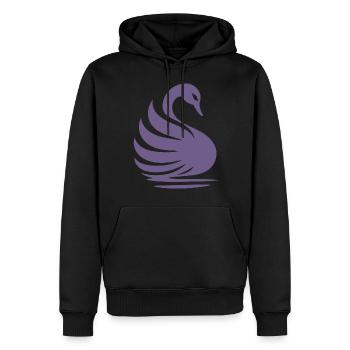 Elegante Schwan-Silhouette: Anmut auf dem Wasser - Männer Premium Bio Hoodie - Schwarz - Vorne - Nico (187cm)