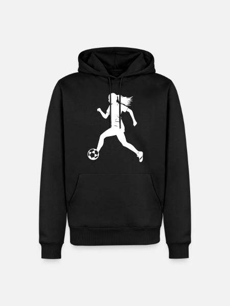 Kvindelig fodboldspiller Silhuet Fodboldspiller Kvinde - Herre Premium økologisk hoodie - sort