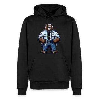Officier de police ours mignon - Sweat à capuche Premium bio Homme - noir - Devant - Nico (187cm)