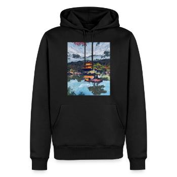 Kinkakuji, Kyoto, Japon - Sweat à capuche Premium bio Homme - noir - Devant - Nico (187cm)