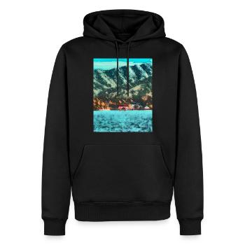 Porte rouge de la paix, lac Ashinoko, Japon - Sweat à capuche Premium bio Homme - noir - Devant - Nico (187cm)