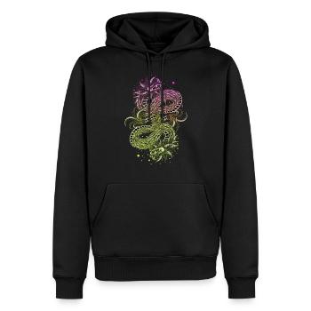 23F 0261 bk - Männer Premium Bio Hoodie - Schwarz - Vorne - Nico (187cm)